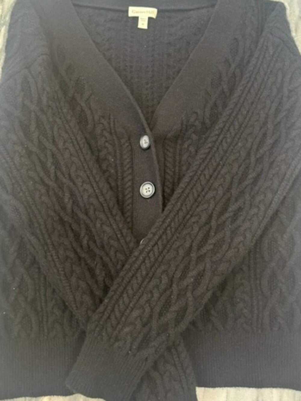 Garnet Hill V-neck cable cardigan